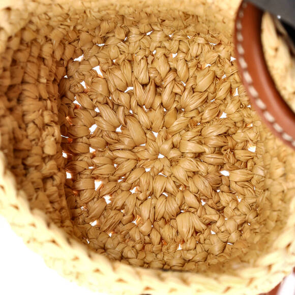 Celine Triomphe Basket Airpods Case Flap Bag Raffia with Leather - Picture 5 of 5